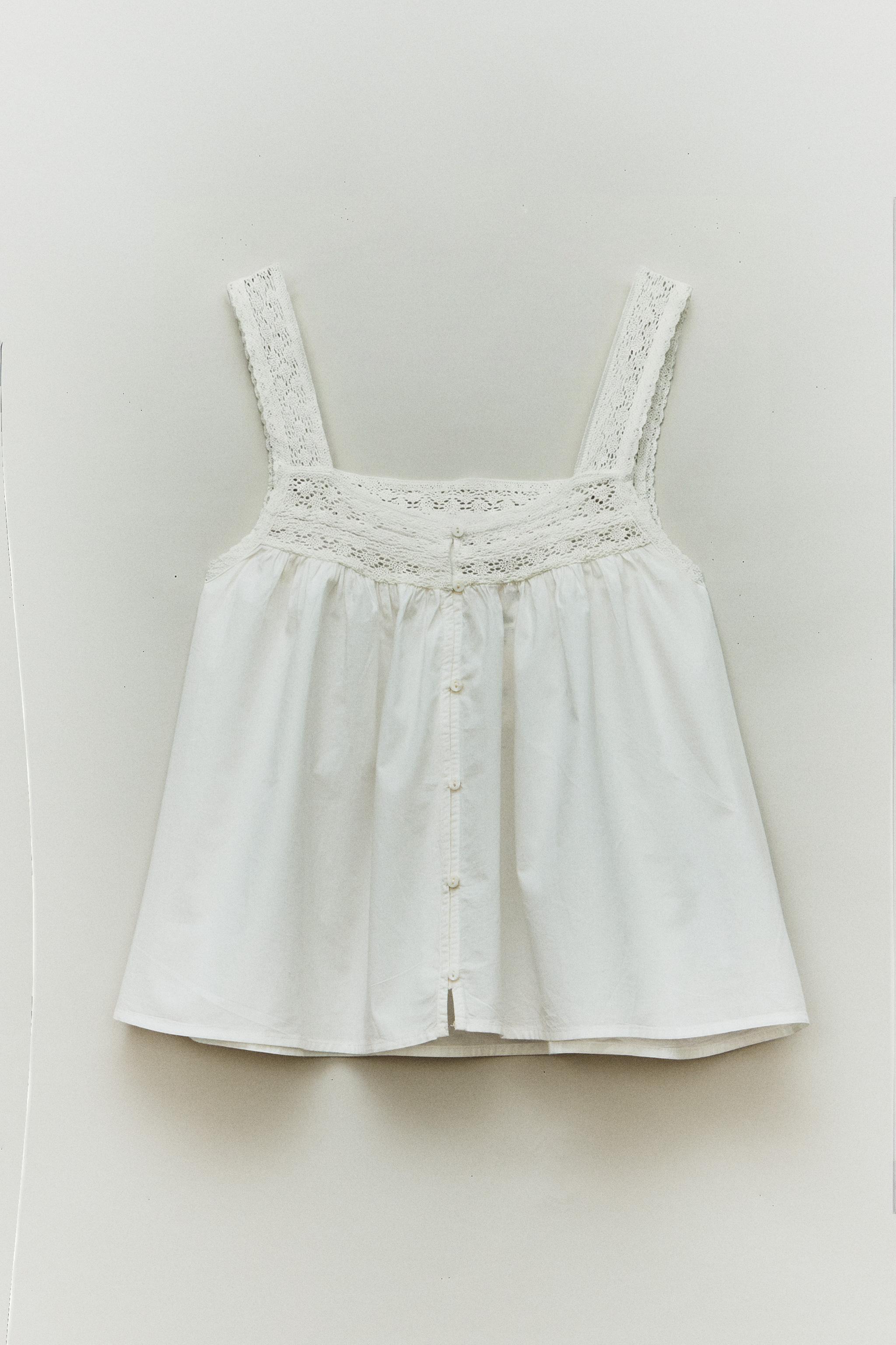 TOP BRETELLES COTON DENTELLE
